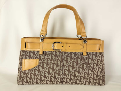 Dior Christian Dior Trotter Canvas and Leather Handbag BM-0042 Brown and Camel