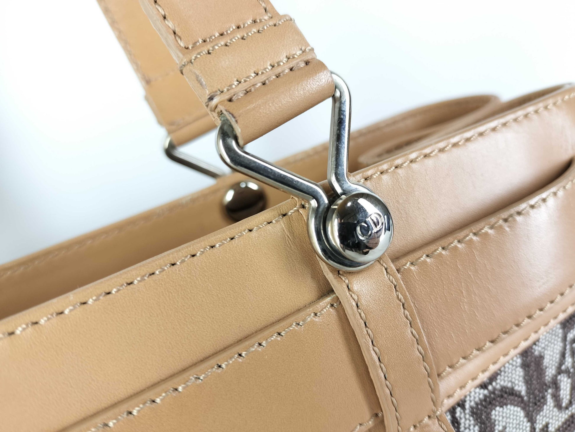 Dior Christian Dior Trotter Canvas and Leather Handbag BM-0042 Brown and Camel