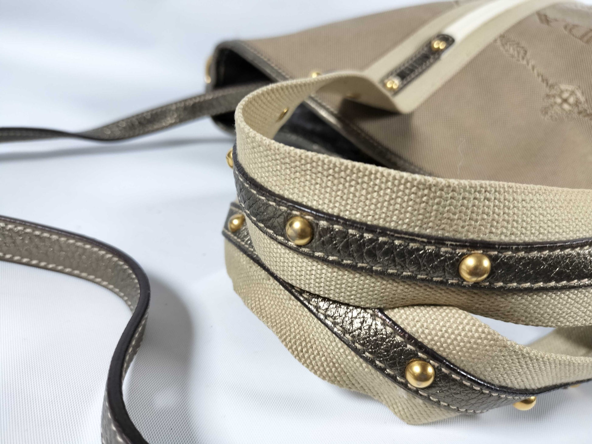 PRADA Prada Nylon Canvas 2-Way Handbag BN1452 Beige Tote Bag