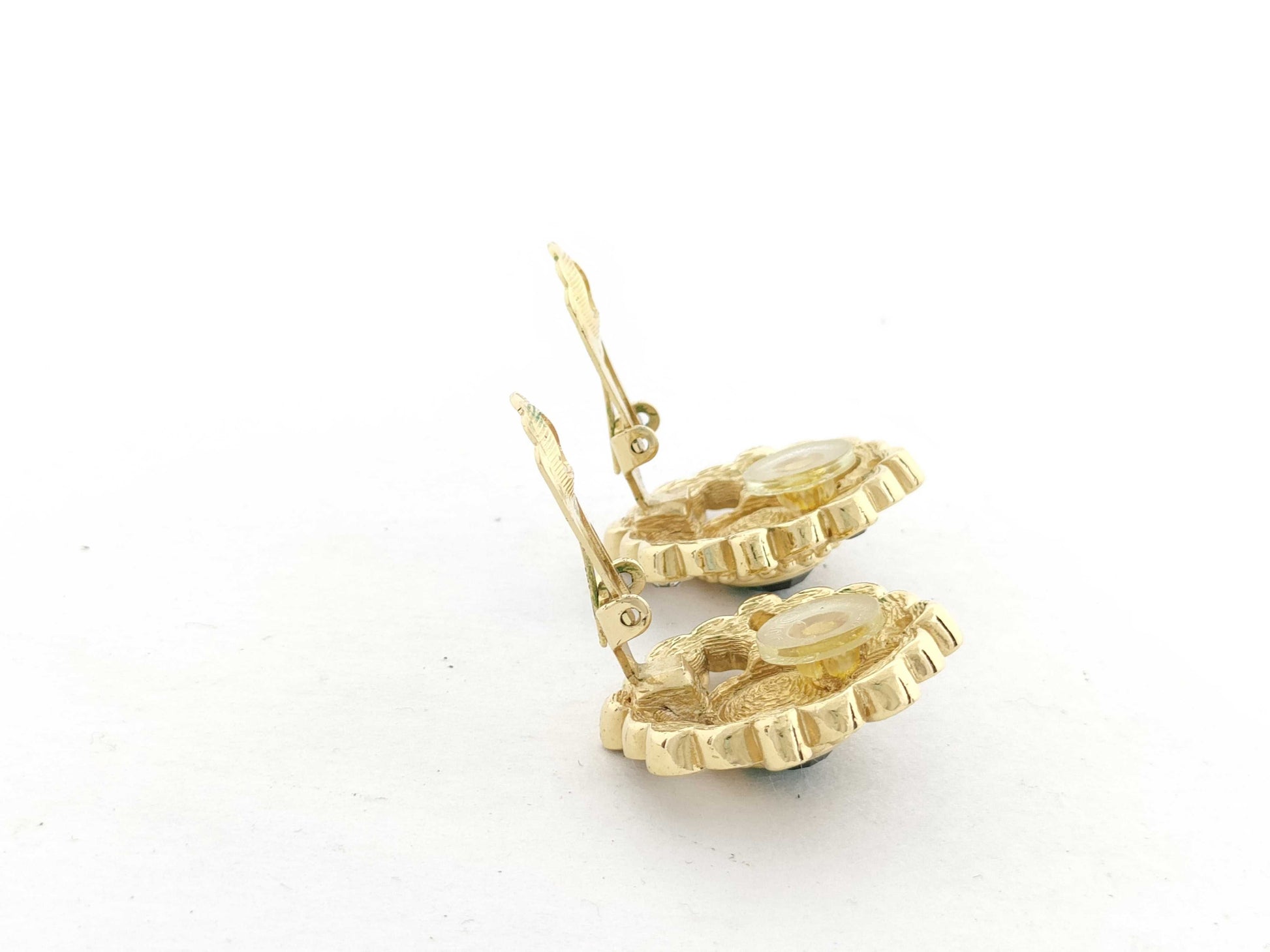 Dior Stone Earrings, Gold and Green, GP 21.7g