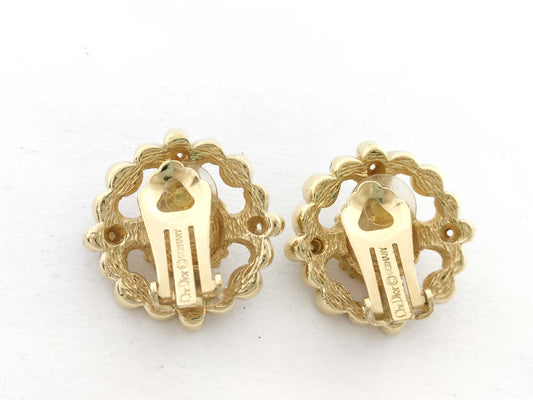 Dior Stone Earrings, Gold and Green, GP 21.7g