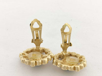 Dior Stone Earrings, Gold and Green, GP 21.7g