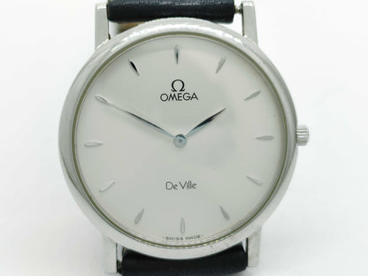 OMEGA De Ville 56349668 Stainless Steel/Leather/QZ Silver Dial Non-Working/No Operational Guarantee Boys' Watch