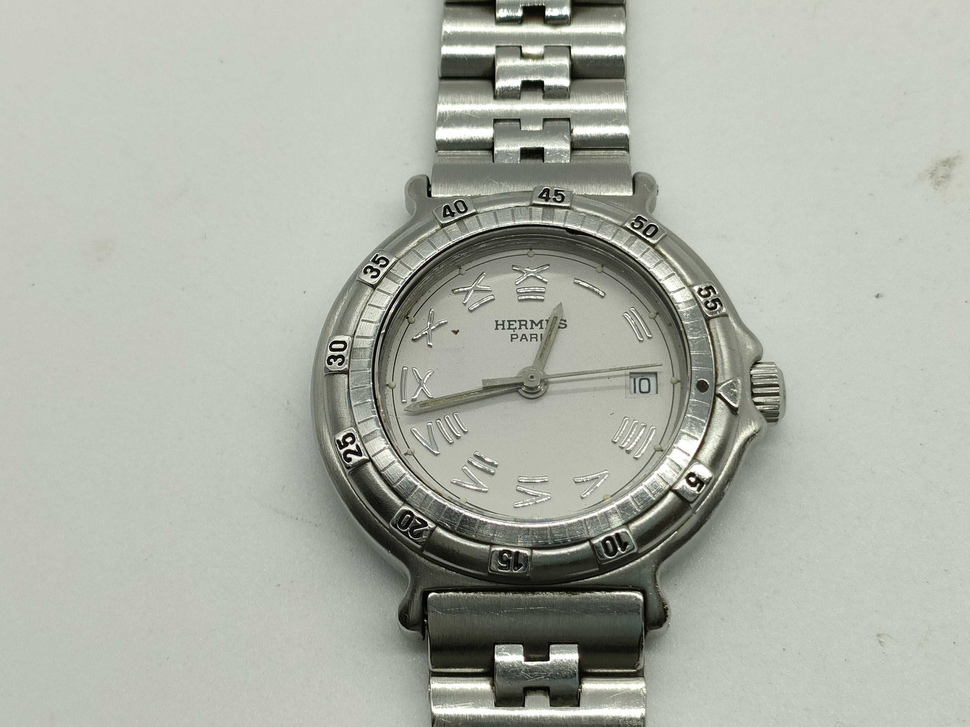 HERMES Captain Nemo 187075 SS/QZ Silver Dial Women's Watch 