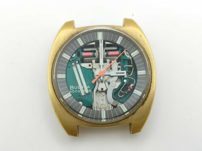 Bulova Accutron M9 1-715239 Tuning Fork Skeleton Dial Quartz Men's Watch