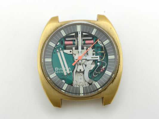 Bulova Accutron M9 1-715239 Tuning Fork Skeleton Dial Quartz Men's Watch
