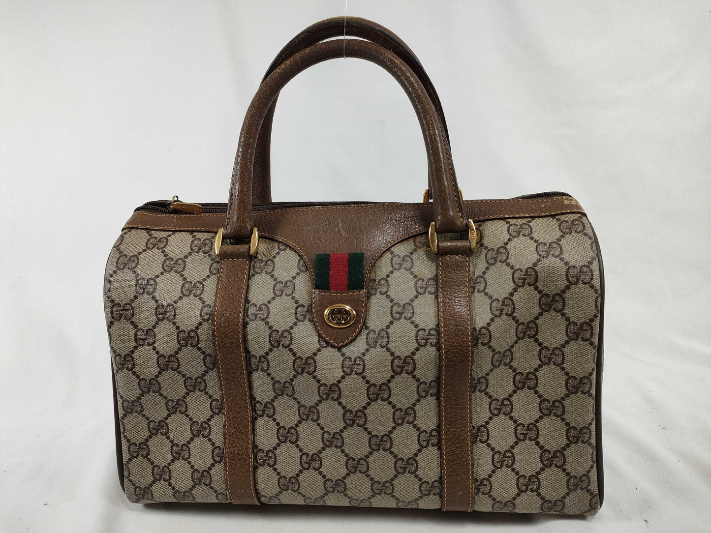 GUCCI GG Supreme Gucci Sherry Line GG Supreme Handbag 40.02.007 Brown x Beige Handbag