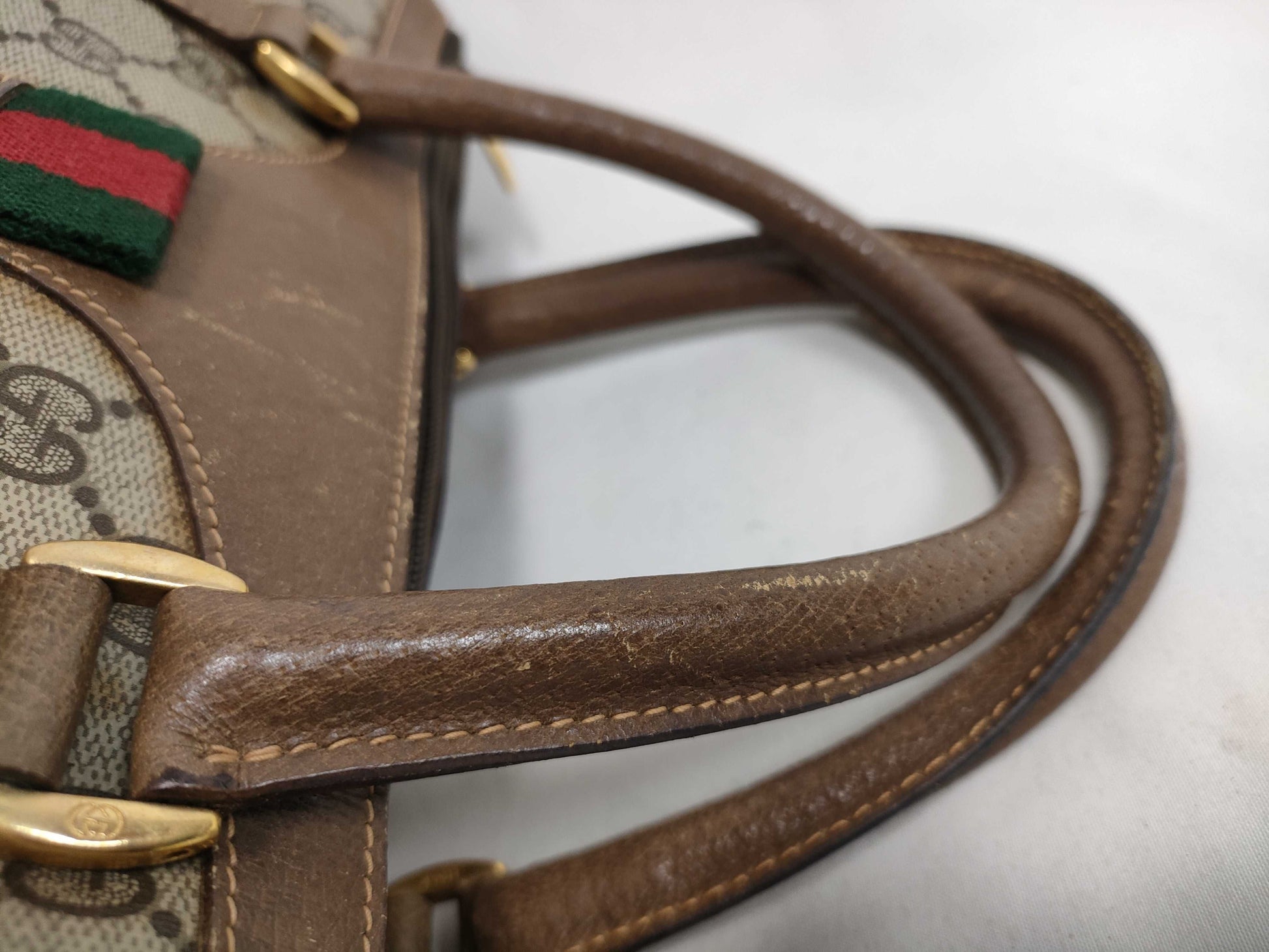 GUCCI GG Supreme Gucci Sherry Line GG Supreme Handbag 40.02.007 Brown x Beige Handbag