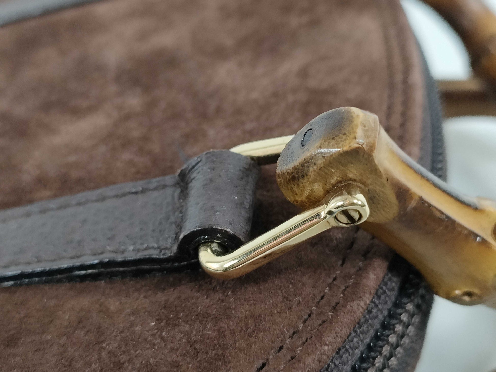 GUCCI Bamboo Suede 2-Way Shoulder Bag 039, 1705, 0701 Brown Shoulder Bag