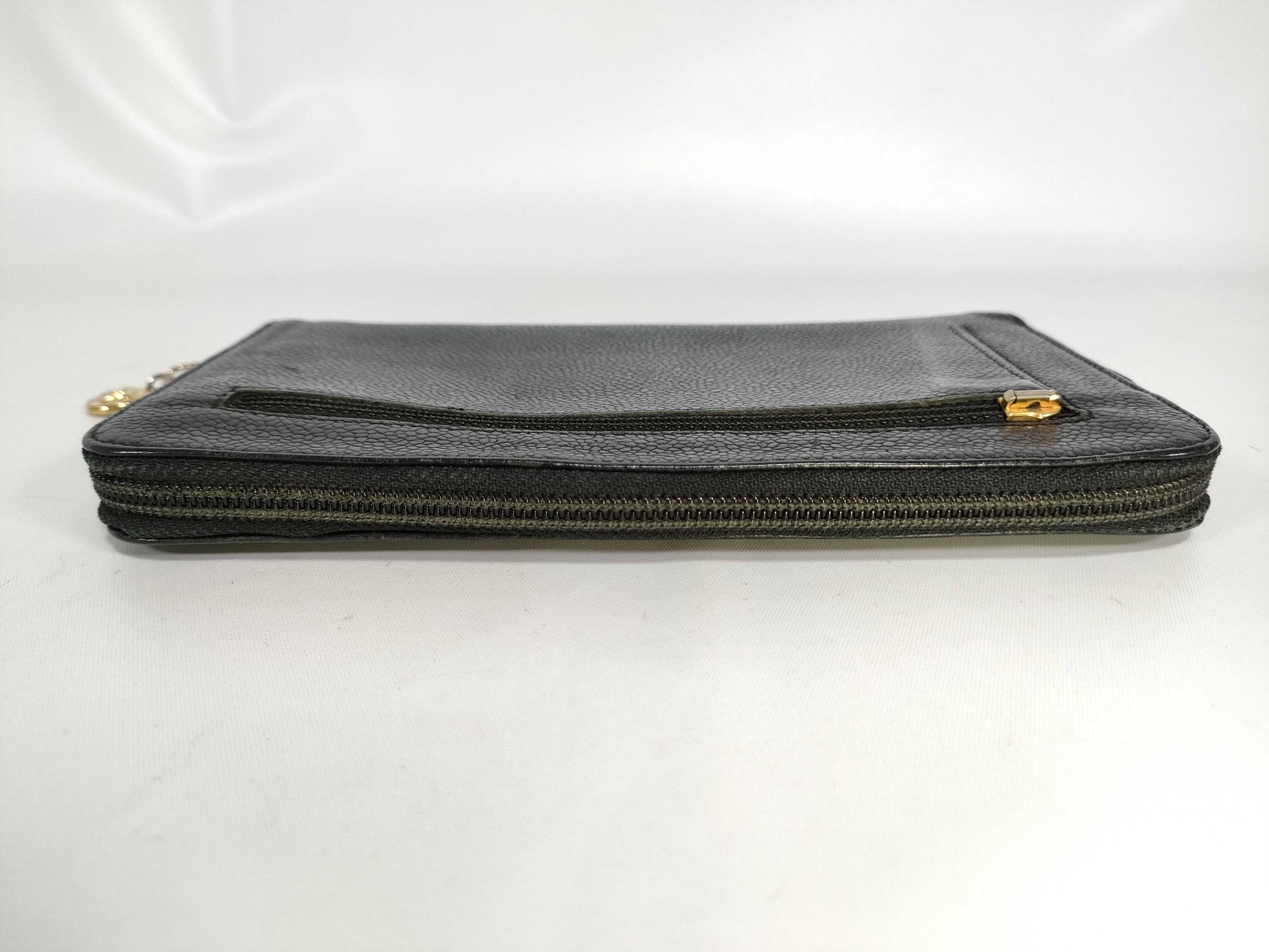 CHANEL Caviar Skin Long Wallet with Coco Mark, 3889353, Black