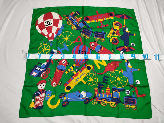 CHANEL Toys No. 5 Silk Scarf Green Scarf