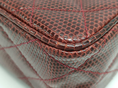 CHANEL Matelasse Lizard Fringe Jeweled Chain Shoulder Bag with Seal Card