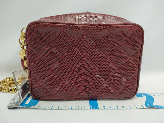 CHANEL Matelasse Lizard Fringe Jeweled Chain Shoulder Bag with Seal Card