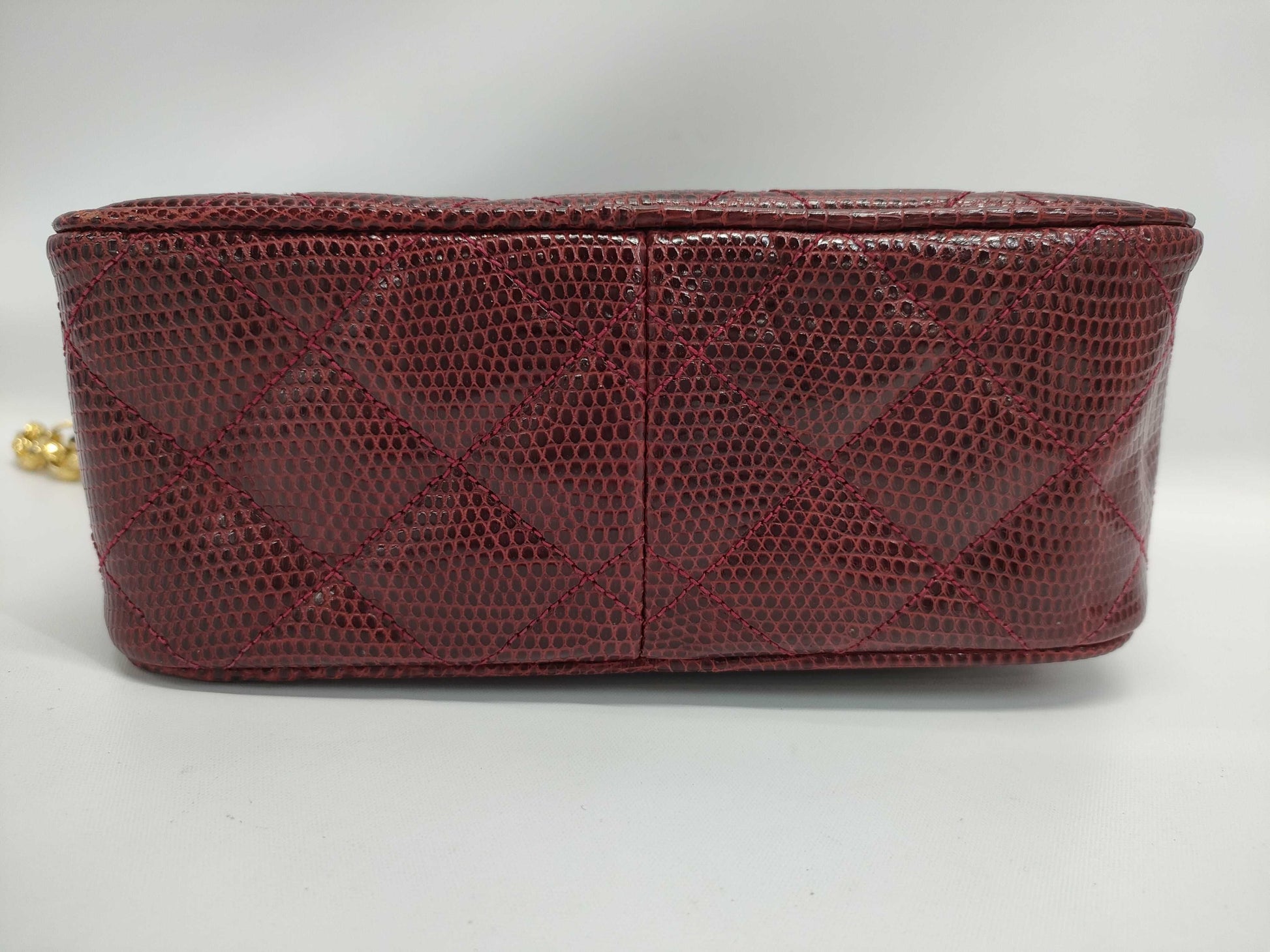 CHANEL Matelasse Lizard Fringe Jeweled Chain Shoulder Bag with Seal Card