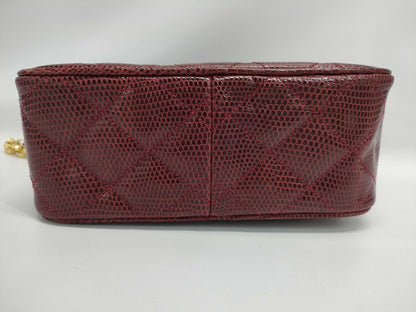 CHANEL Matelasse Lizard Fringe Jeweled Chain Shoulder Bag with Seal Card