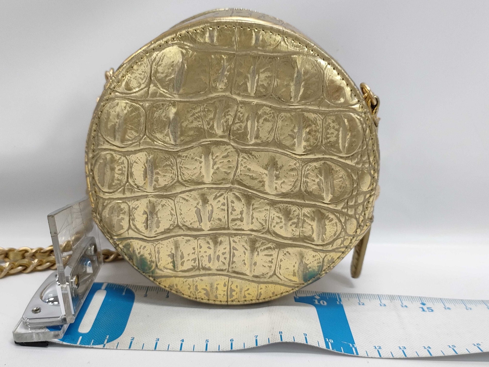 CHANEL Lamb Crocodile Embossed Shoulder Bag with Seal