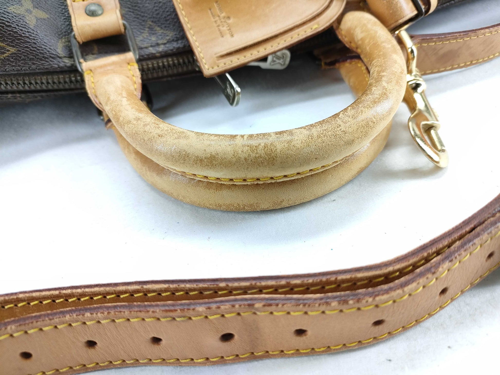 LOUIS VUITTON Monogram Keepall 50 Boston Bag with Name Tag and Engraving