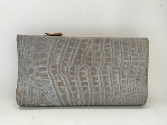 Perli Russo Crocodile Long Wallet Matte Gold Wallet