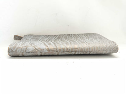 Perli Russo Crocodile Long Wallet Matte Gold Wallet