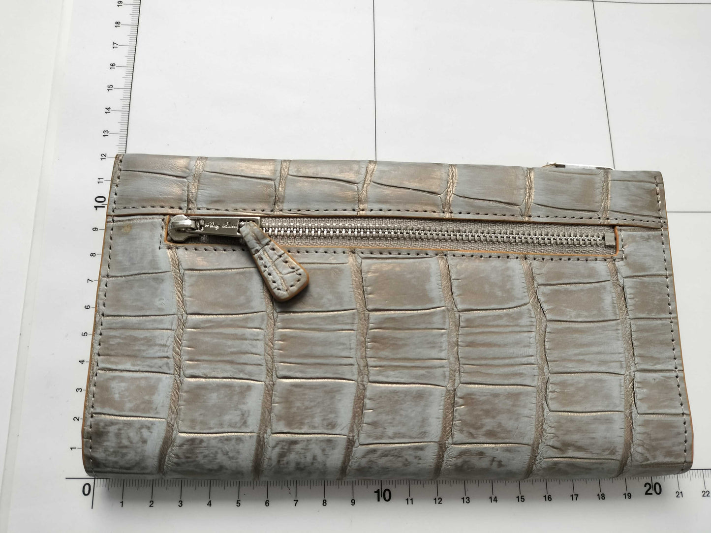 Perli Russo Crocodile Long Wallet Matte Gold Wallet