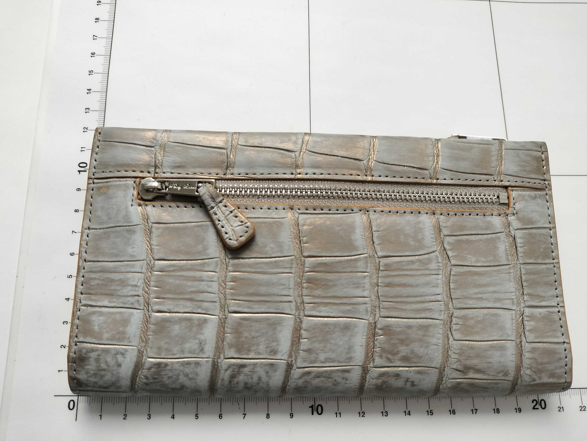 Perli Russo Crocodile Long Wallet Matte Gold Wallet