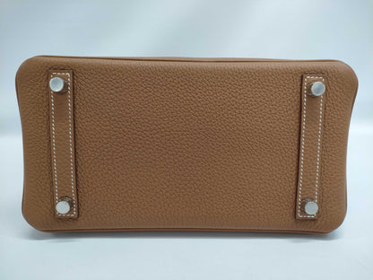 HERMES Birkin 25 Togo Gold Silver Hardware K Stamped Handbag