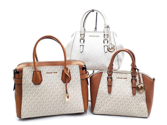 Michael Kors 3-Piece Logo Leather Handbag Set with Gold Hardware