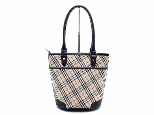 BURBERRY Nova Check Leather Tote Bag
