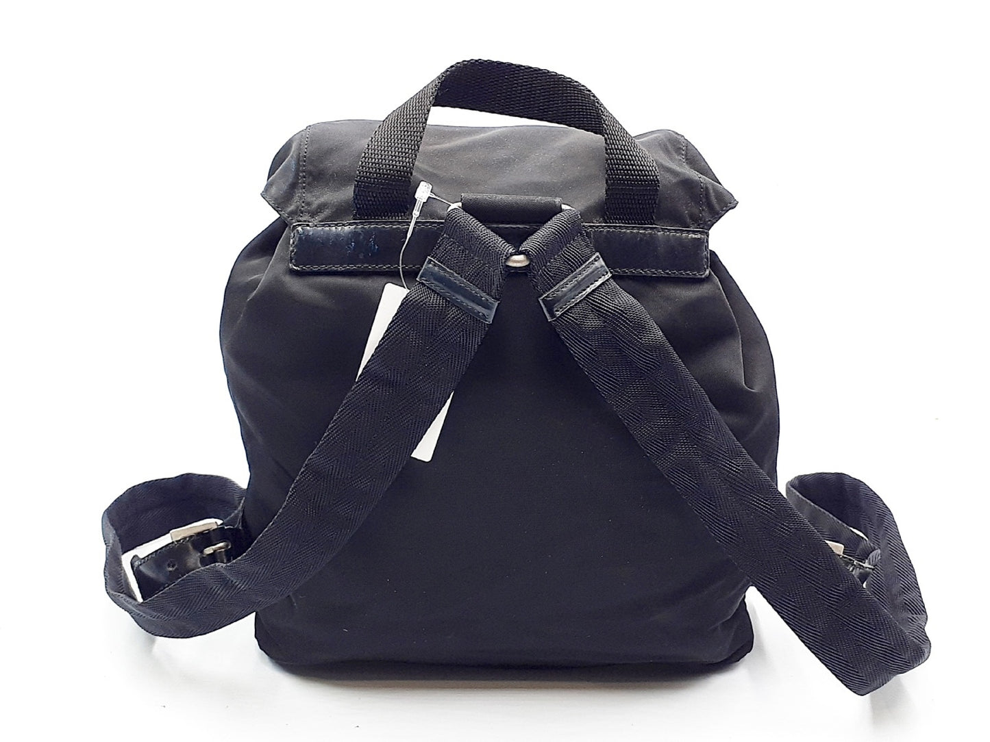 PRADA Nylon Black Triangle Plate Backpack
