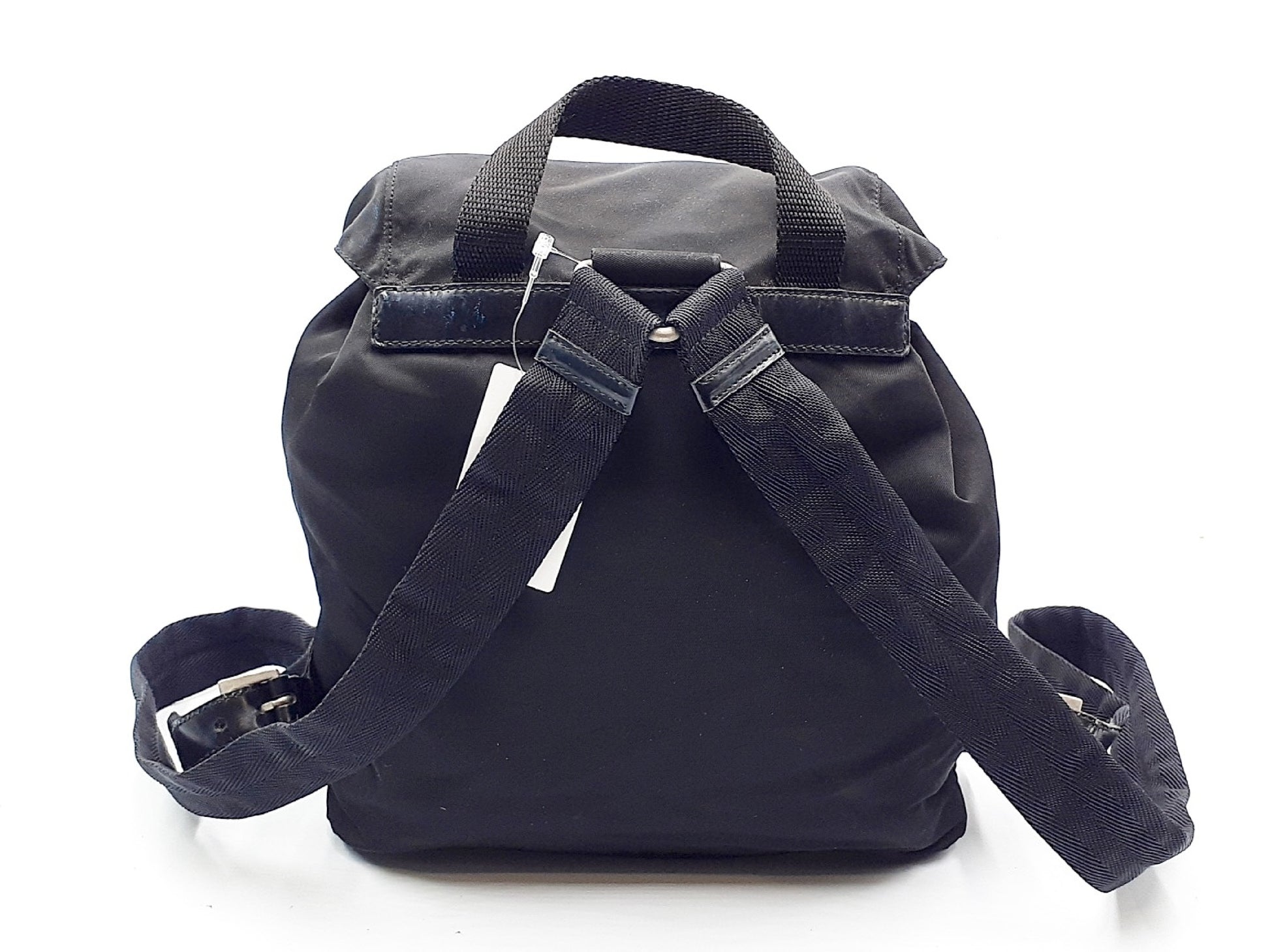 PRADA Nylon Black Triangle Plate Backpack