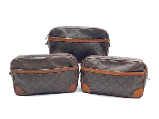 LOUIS VUITTON 3-Piece Set Monogram Compiègne 28 Second Bag