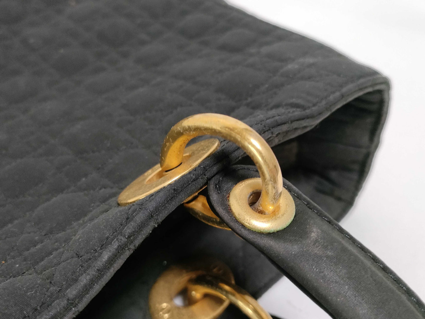 Dior Lady Dior Cannage Bag, Nylon with G Hardware, Black Handbag 