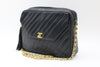 CHANEL Lambskin Diagonal Stitch Turnlock Shoulder Bag