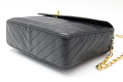 CHANEL Lambskin Diagonal Stitch Turnlock Shoulder Bag