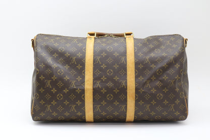 LOUIS VUITTON Monogram Keepall Bandouliere 55 Boston Bag