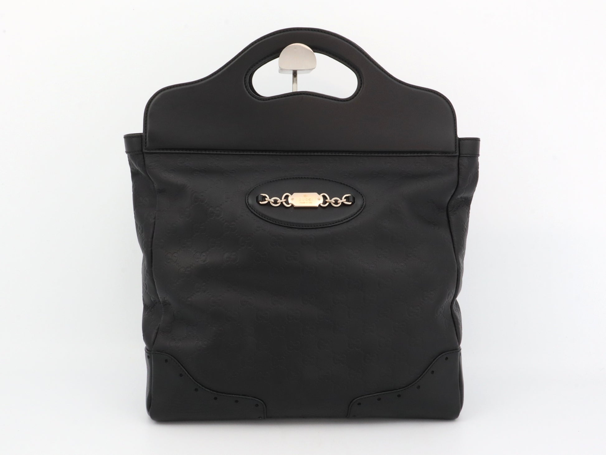 GUCCI Guccissima Horsebit Leather Black W35cm 145777 Handbag