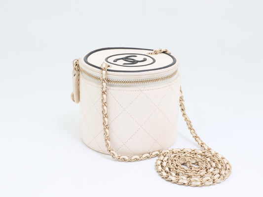 CHANEL Lambskin Matelasse Vanity Bag with Seal, Size 31, W10cm, Chain Shoulder Bag