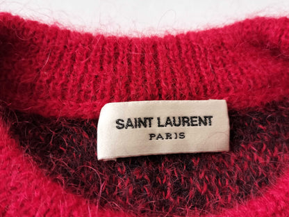 SAINT LAURENT Men's SAINT LAURENT PARIS Mohair Knit Top with Heart Print