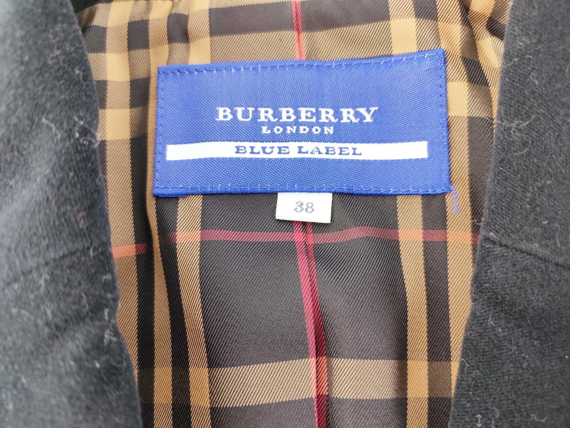 BURBERRY BLUE LABEL Velour Nova Check Black Outer Jacket