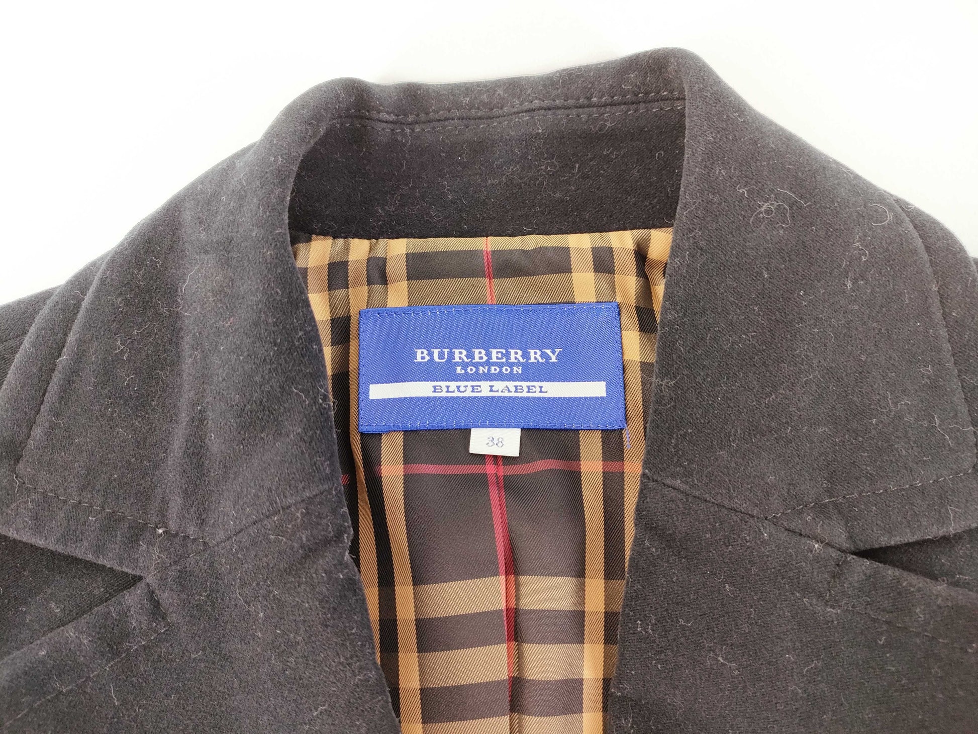 BURBERRY BLUE LABEL Velour Nova Check Black Outer Jacket