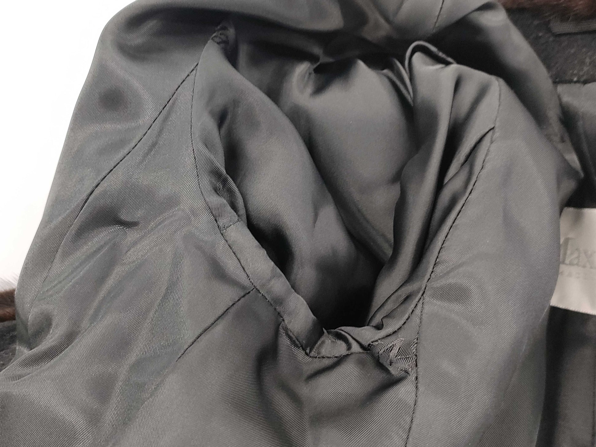  Max Mara Mink Cashmere Belted Coat with Belt, Black Cashmere, Maxi Length, Size 36 Coat