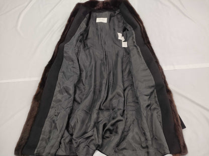  Max Mara Mink Cashmere Belted Coat with Belt, Black Cashmere, Maxi Length, Size 36 Coat