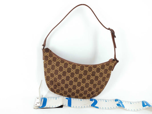 GUCCI GG Canvas Handbag Pouch Brown