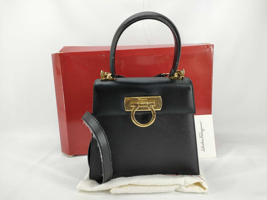 Salvatore Ferragamo Gancini Ferragamo Gancini Shoulder Bag Black Handbag