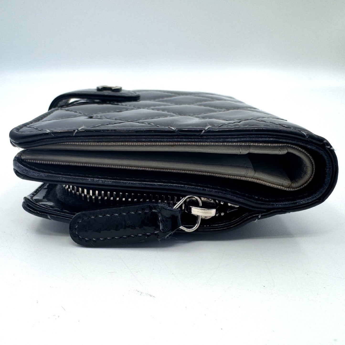 CHANEL Enamel Coco Mark Wallet Black Wallet