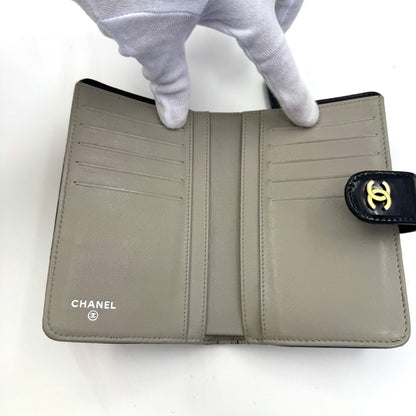 CHANEL Enamel Coco Mark Wallet Black Wallet