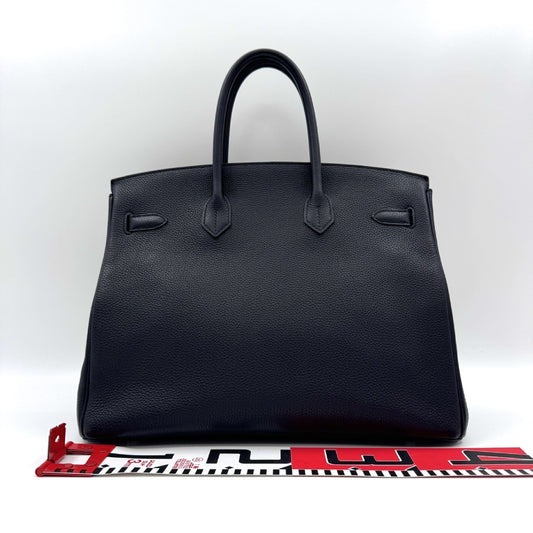 HERMES Birkin 35 Black Y Stamp Handbag