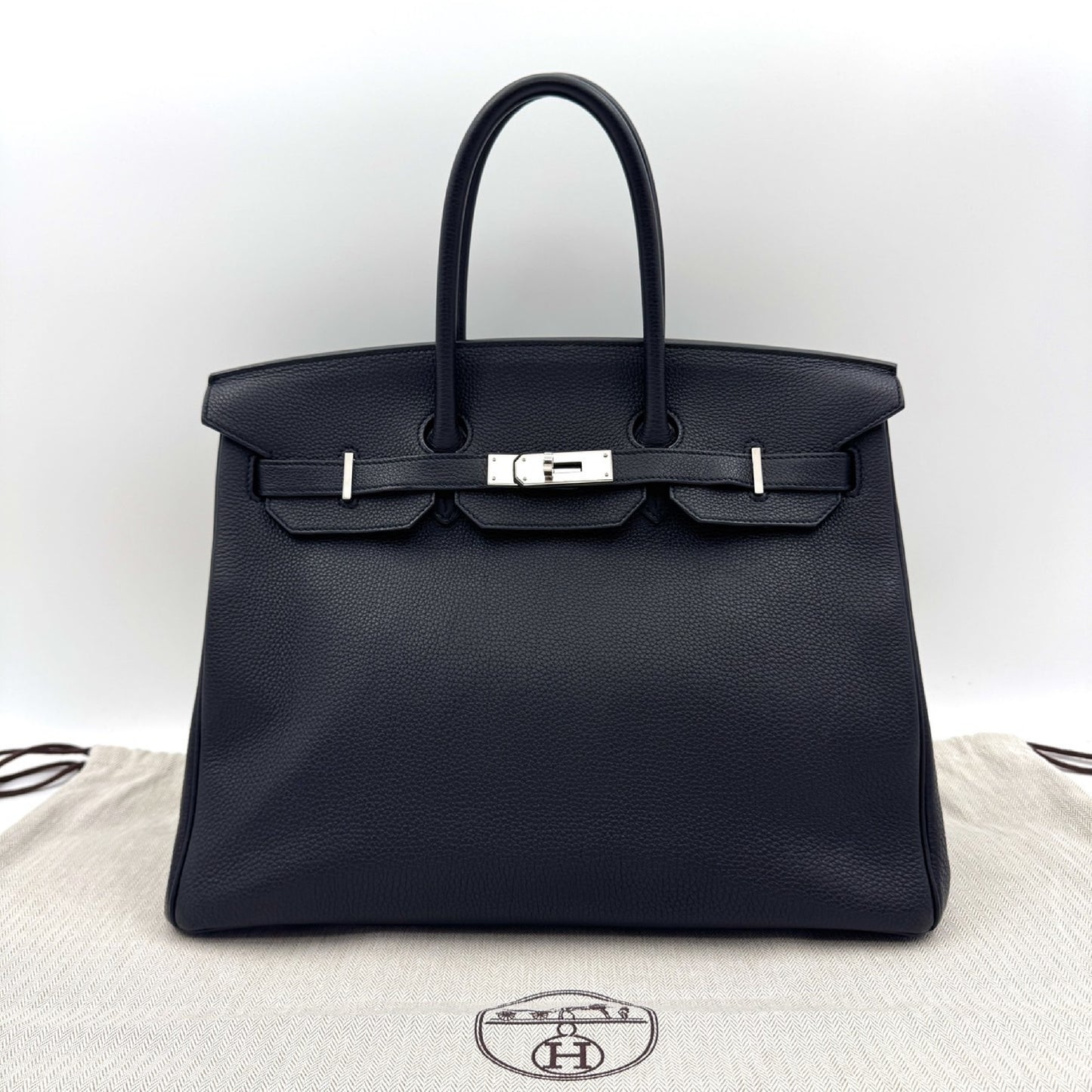 HERMES Birkin 35 Black Y Stamp Handbag