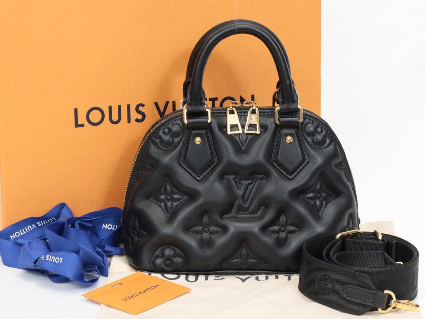 LOUIS VUITTON Bubble Gram Alma BB M59793 Black RFID Verified Shoulder Bag