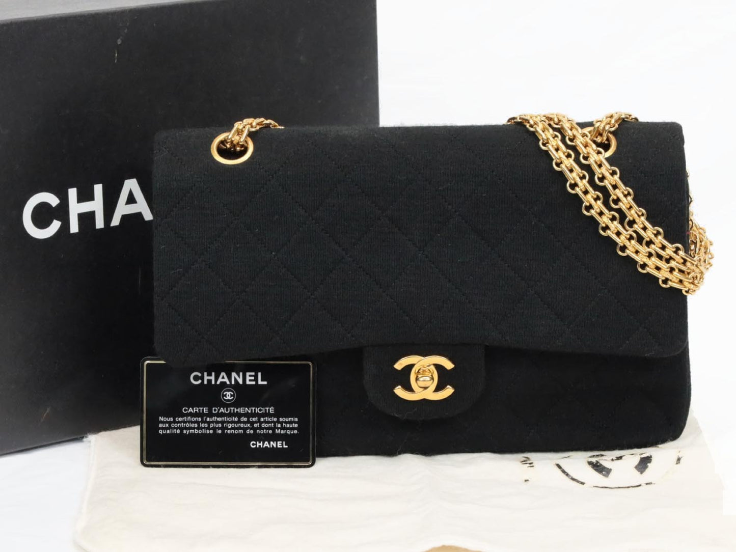 CHANEL Cotton Double Flap Shoulder Bag